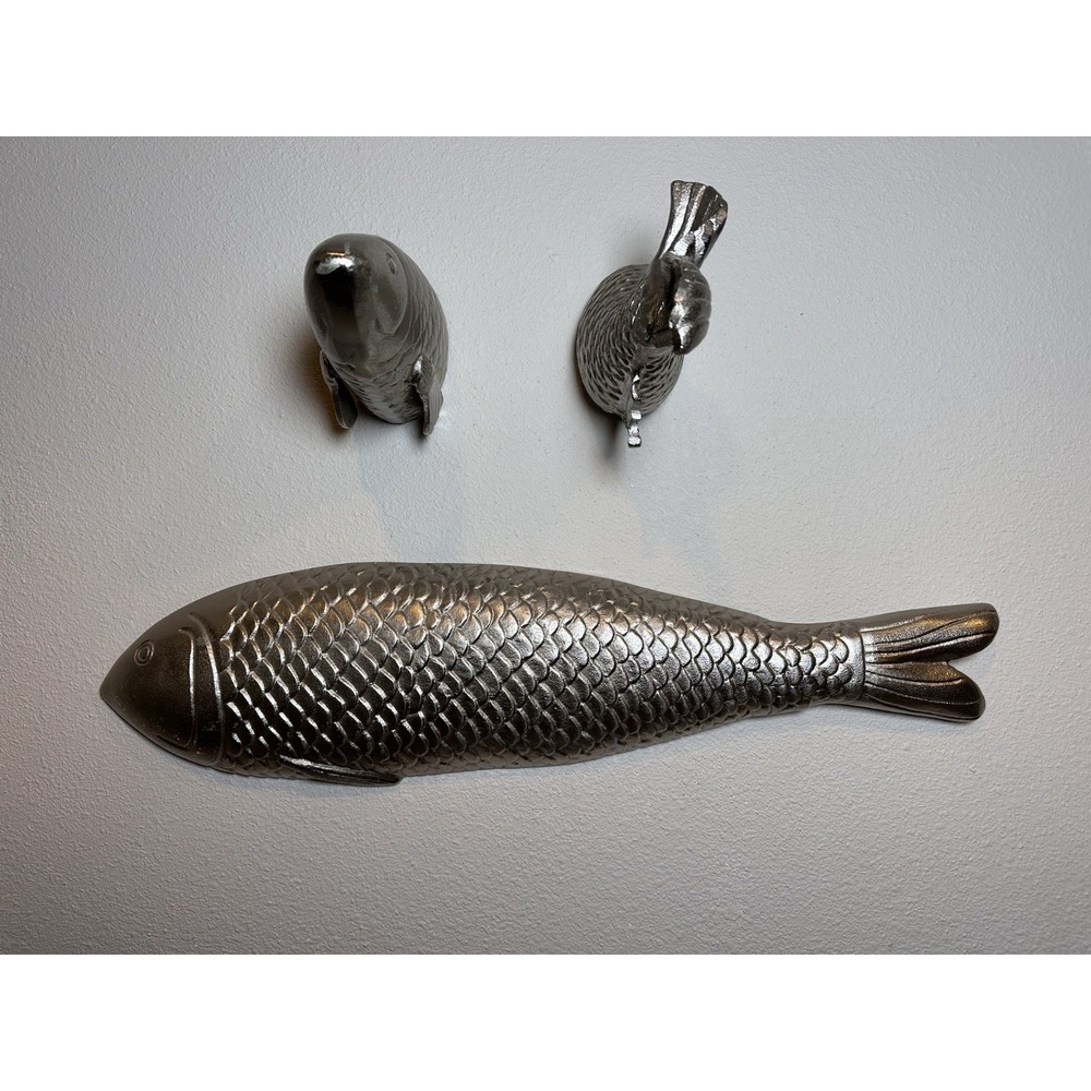 Threshold Cast Metal Fish Wall Decor Set of 3 Silver Coastal Nautical 23.25"